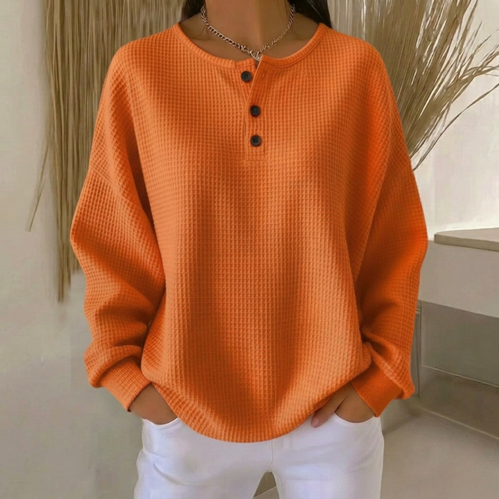 Aurelie | Waffle Knit Henley for shipping cost