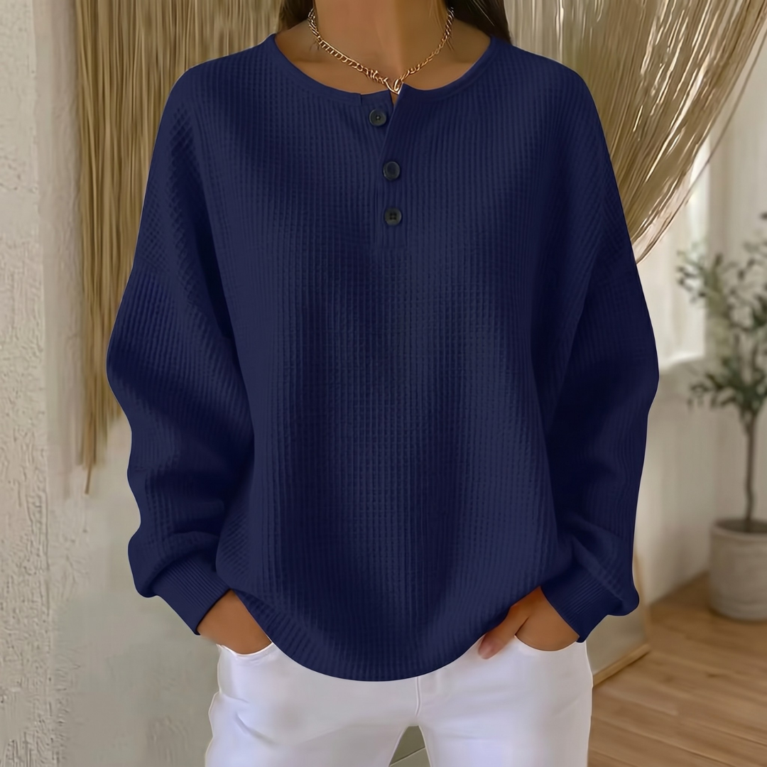Aurelie | Waffle Knit Henley for shipping cost
